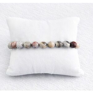 Crazy Lace Agate Beaded Bracelet New 7.25"